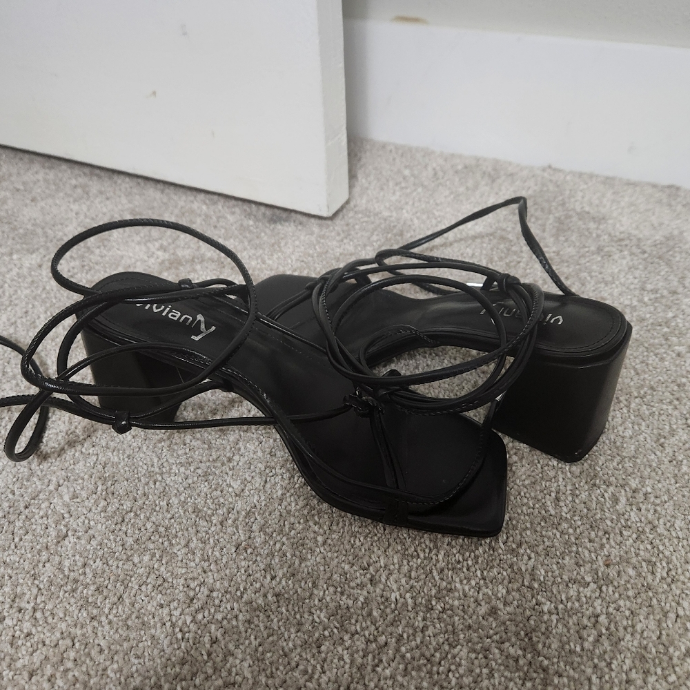 Black Strappy Heeled Sandals